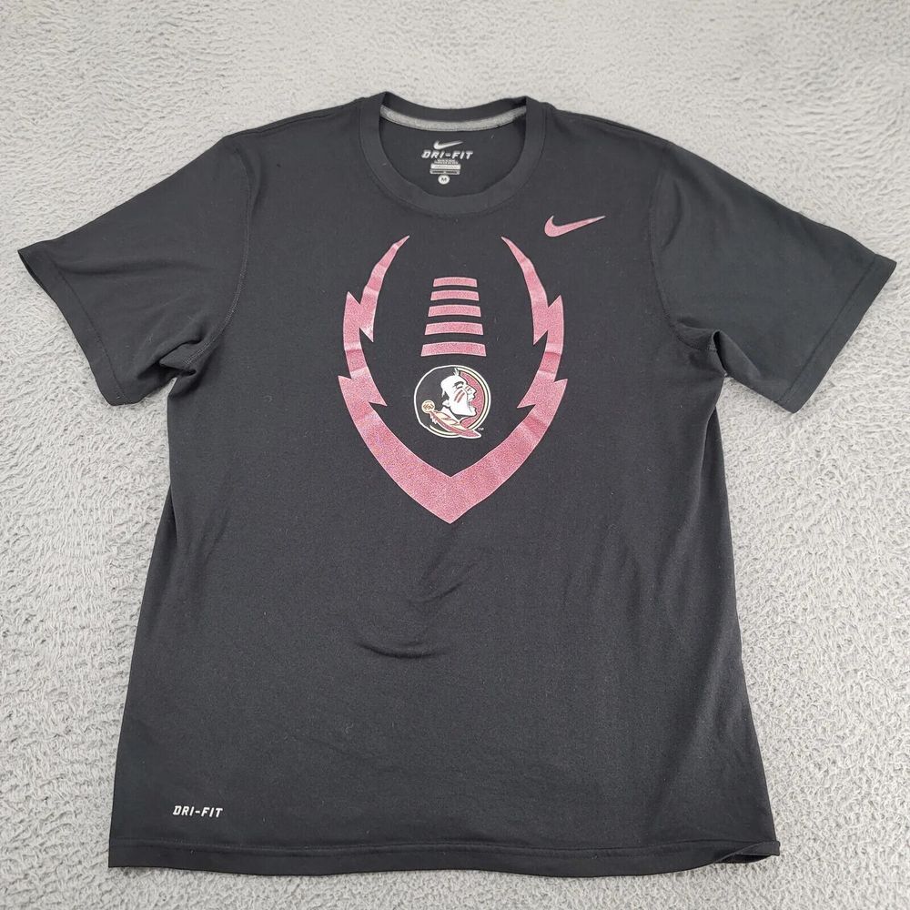 Nike Shirt‎ Womens Medium Black Florida State Football NCAA Logo Dri-Fit Swoosh